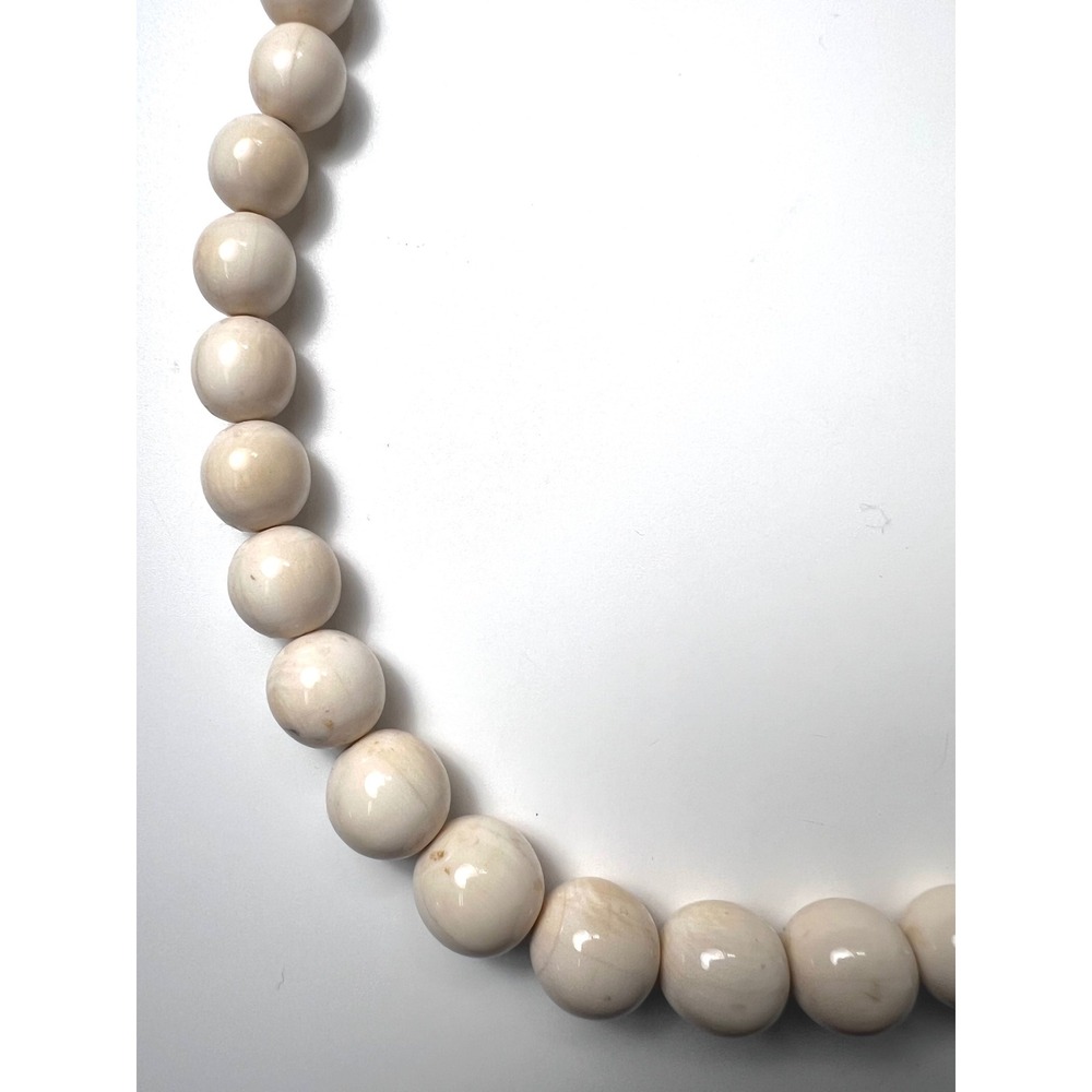 Antique Genuine Ivory Graduated Bead Necklace 28" Long with Natural Aged Patina
